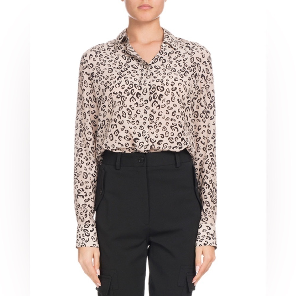 Altuzarra || Chika Long-Sleeve Button-Front Leopard-Print Silk Shirt 42‎ US 10